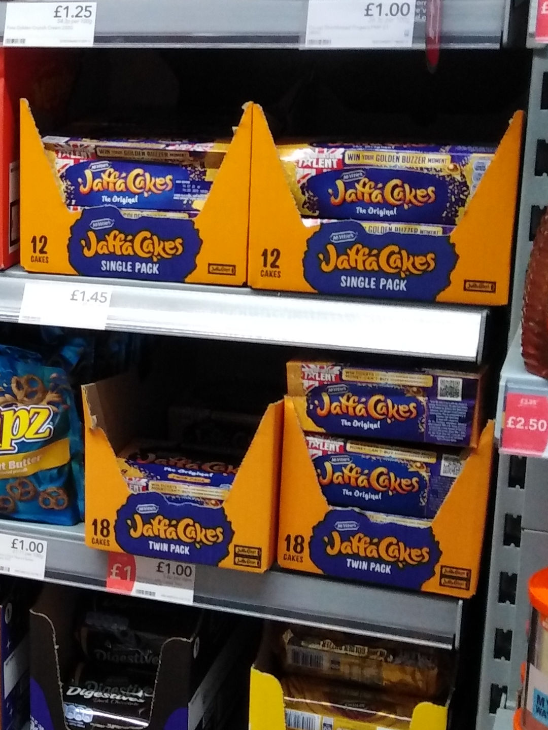 A picture of a JaffaCake with many candles.